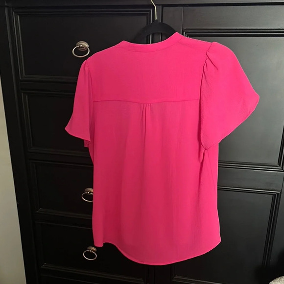 Vine & Love Pink Ruffled Mandarin Collar Blouse - Picture 3 of 3